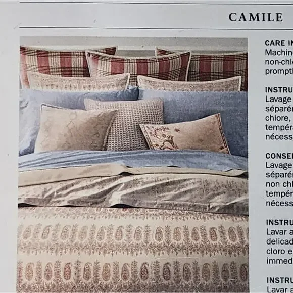 Ralph Lauren Red Plaid Camile Euro Pillow Sham NWT